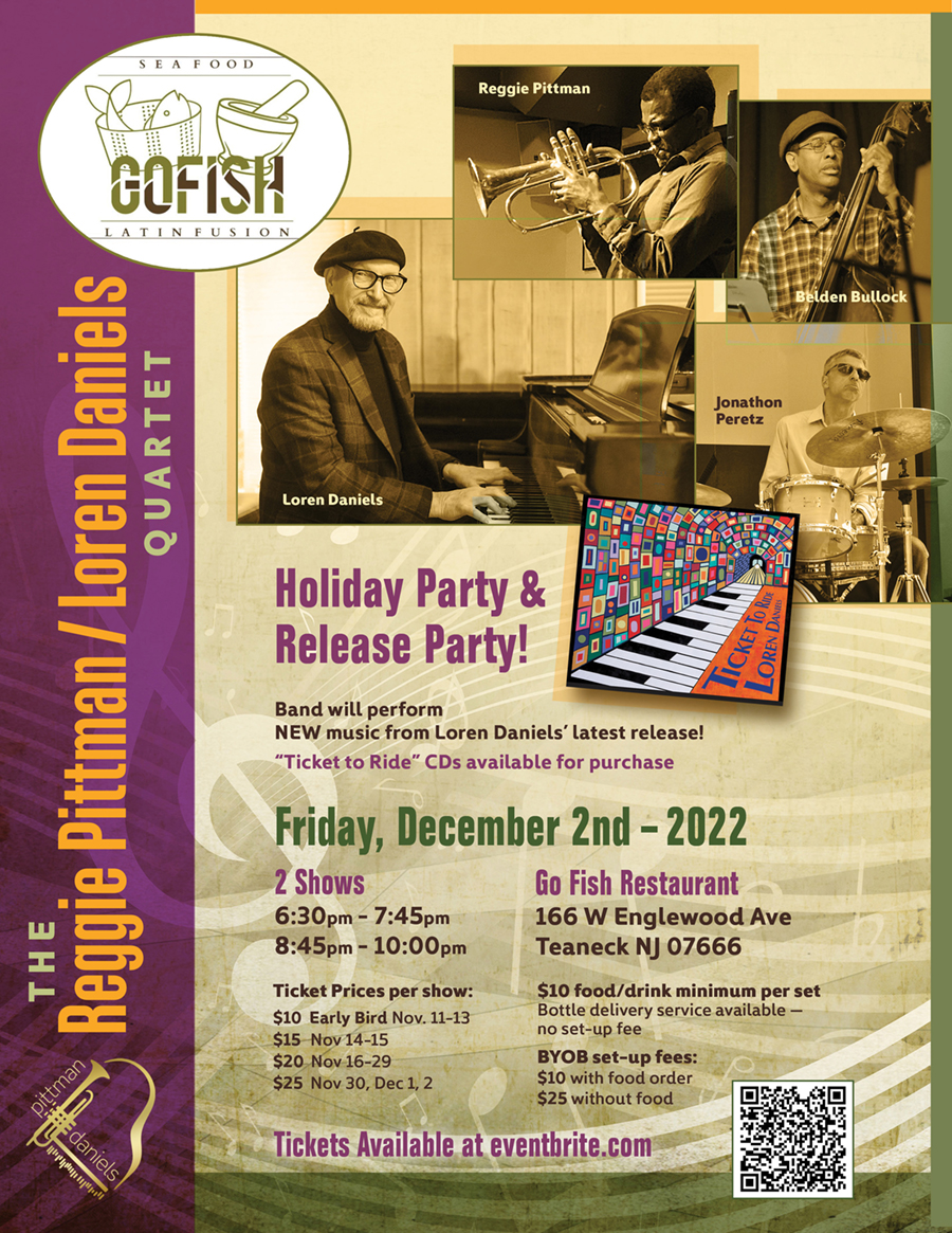 Flyer for performance at Go Fish Restaurant